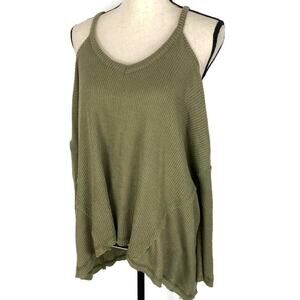 Anthropologie Deletta Millipa Sweater Cold Shoulder Knit Top Womens Sz XS Green